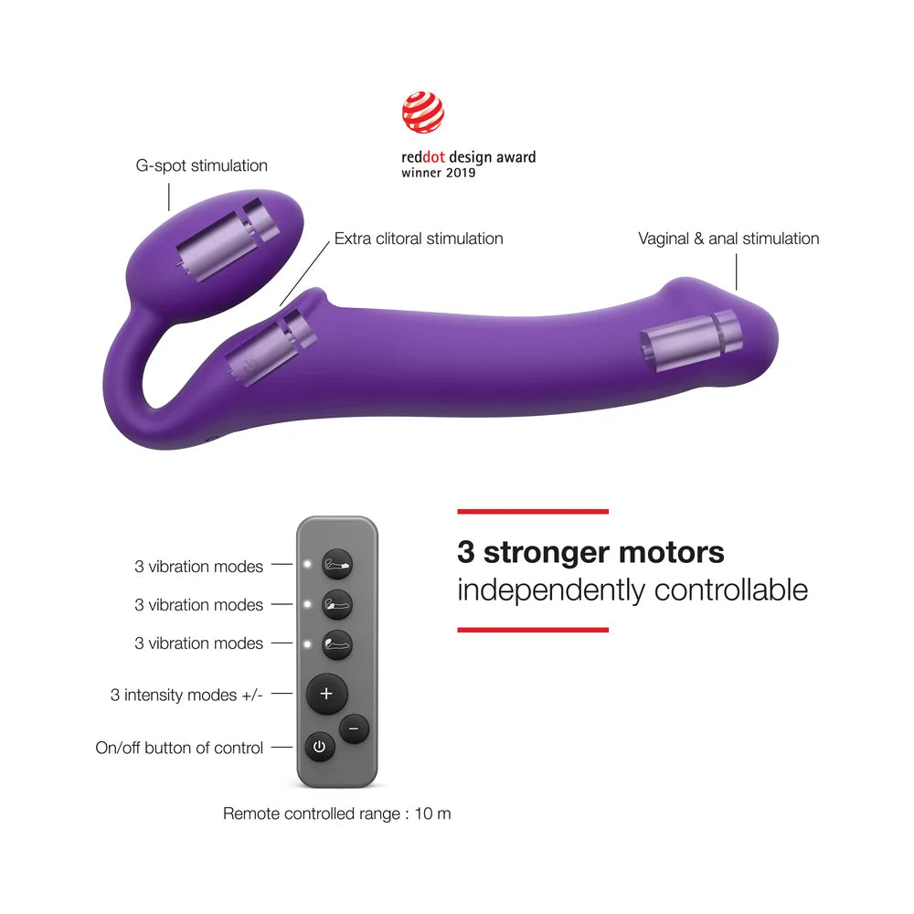 Strap-On-Me Rechargeable Remote-Controlled Silicone Vibrating Bendable Strap-On