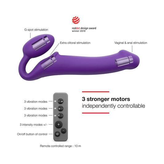 Strap-On-Me Rechargeable Remote-Controlled Silicone Vibrating Bendable Strap-On