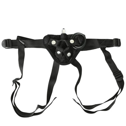Vibrating Velvet Strap on Harness